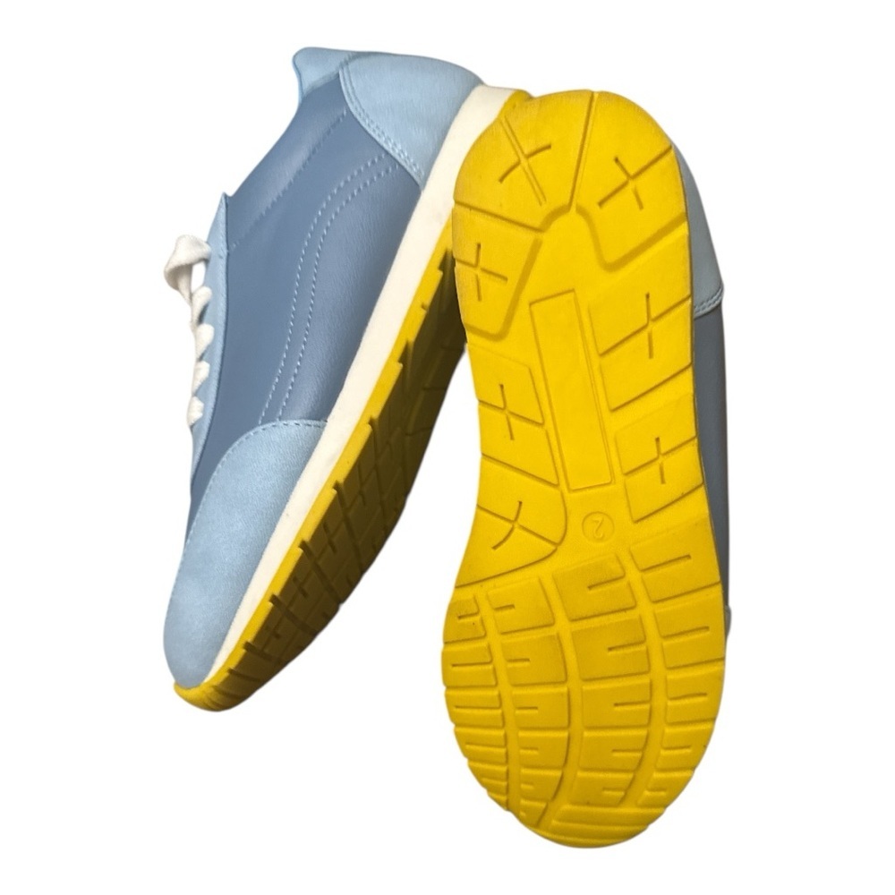 Open Edit Kids Light Blue Retro Sneakers with White Laces Size 2.5 - Picture 5 of 5